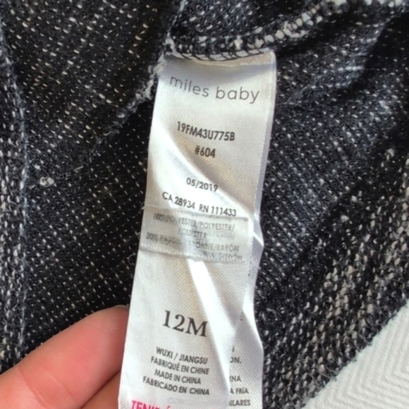 miles baby black marl woven knit tunic dress 12 months baby girl - Picture 5 of 7